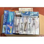 12 x plastic model kits, all aircraft, by Trumpeter, Airfix, Monogram and similar.