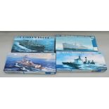 Four Trumpeter 1:350 scale plastic model kits, all boats: John Brown; Shenyang; Lassen; Jeremaiha.