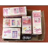 Five Hasbro Sindy furniture items: two Day Dreaming Bed; Bath; Lounger; Wardrobe. G-VG, boxed.