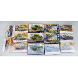 14 x Academy 1:48 scale plastic model kits, all tanks, some motorised. E, unused.