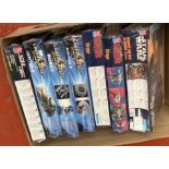 Seven AMT sci-fi related plastic model kits: three Star Wars (two Virago,