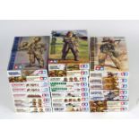 24 x Tamiya plastic figures, assorted, includes WWII. Boxed and complete.