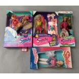 Four Sindy dolls: Pedigree Ballerina; Hasbro Climbing; Hasbro Wild Hair; Hasbro Showjumper.