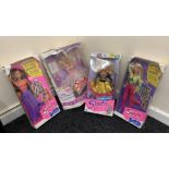 Four Hasbro Sindy dolls: Suprise Jeans brunette; Surprise Jeans blonde; Smash Hits; Dream Ballet.