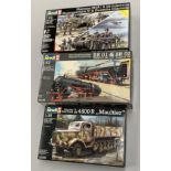 Three Revell plastic model kits: 03201 Sherman M4A1 & US Infantry,