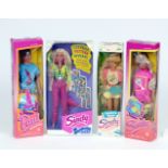 Four Hasbro Sindy dolls: Super Cool Sindy; Super Cool Paul; Tennis Star; Surprise Jeans. VG, boxed.