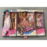 Four Hasbro Sindy dolls: Pretty Party; Skater; Dream Ballet; Beach Dazzle. Boxed and VG.