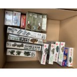 17 x plastic model kits, mostly tanks and military vehicles by Kitech, IBG Models, AFV Club, etc.