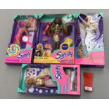 Four Hasbro Sindy dolls: Crimp & Bead; Mermaid; Somersaulting; Top Model Claudia Schiffer.