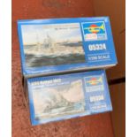 Two Trumpeter 1:350 scale plastic model kits: 05324 Battleship HMS Queen Elizabeth 1943;