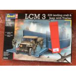 Revell 03000 LCM 3 50ft Landing Craft & Jeep with Trailer 1:35 scale plastic model kit.