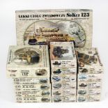 17 x Mirage military related plastic model kits, including transports and tanks.