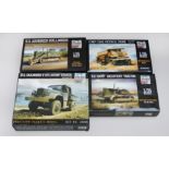 Four Mirror Models 1:35 scale military plastic model kits: 35806; 35163; 35853; 35852. Unused, E.