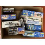 10 x large plastic model kits by Revell, all aicraft. Boxed, unstarted and complete.