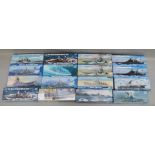 15 x plastic model kits, all Trumpeter 1:700 scale ships,