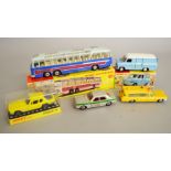 Three boxed Dinky Toys, 188 Jensen FF, G+ in F box , 407 Ford Transit Van 'Kenwood',