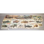 Assorted lot of plastic military model kit vehicles and items by Airfix and Tamiya etc.