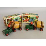 Two boxed Tri-ang Minic clockwork toys, both long bonnet versions of the Watneys Beer Lorry,