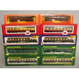 OO Gauge. Ten boxed Coaches by various manufacturers and liveries, including two Hornby LMS, R.