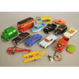Eleven unboxed Corgi Toys diecast models with varying degrees of play wear and with repainting to