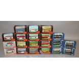 Twenty boxed EFE and 'Gilbow Railway Collection' single and double deck diecast model buses in 1:76