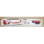 Two WSI Models 1:50 scale diecast model DAF tractor units with trailers: 01-1656 Andre Voss XF