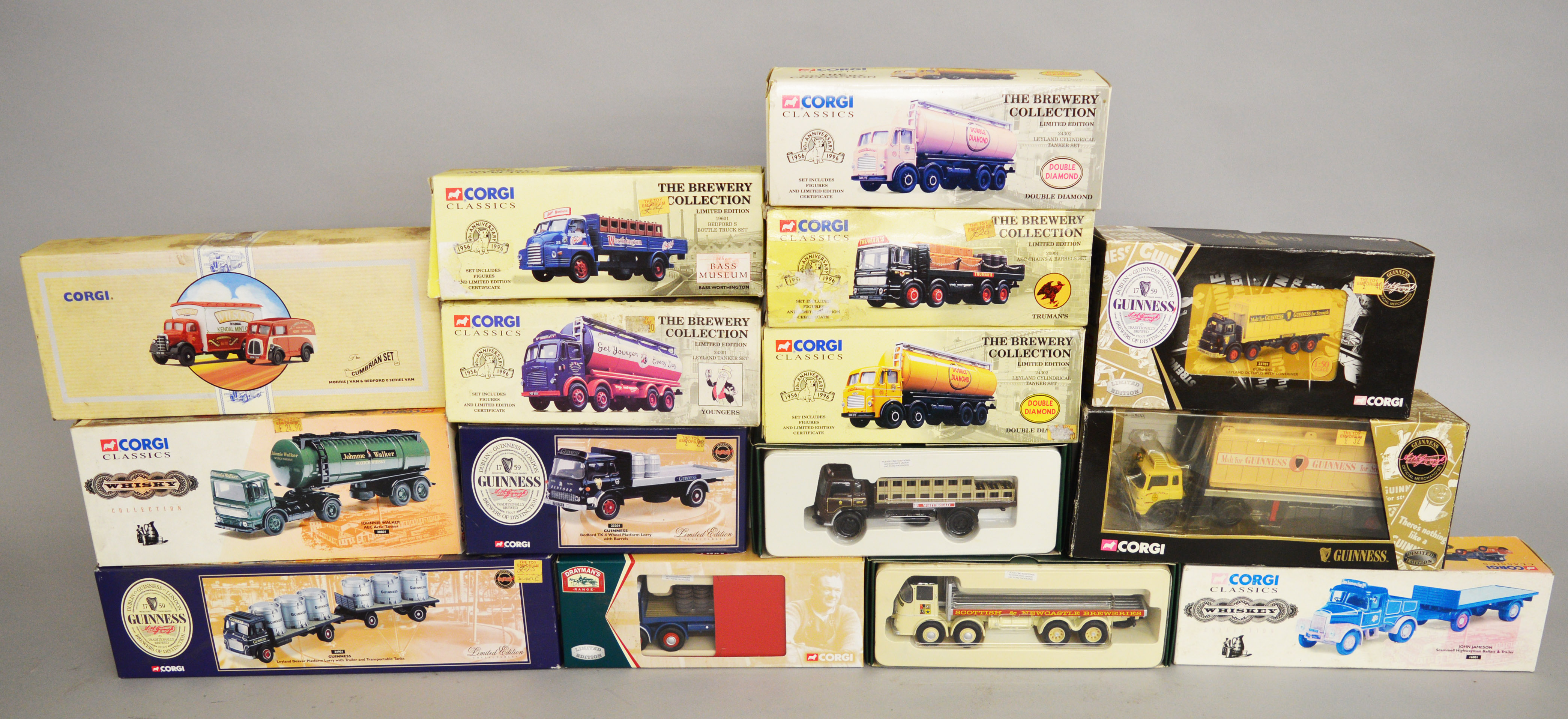 Thirteen boxed Corgi limited edition Brewery and Distillery related diecast truck models from