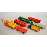 Seven unboxed playworn Dinky Toys Commercial Vehicle diecast models including three Foden chassis