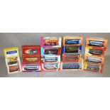 Eighteen boxed single/ double deck bus and transport related diecast models in 1:76 scale,