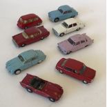 Eight unboxed playworn Tri-ang Spot On diecast model cars,