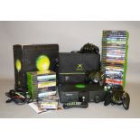Xbox: Xbox console including box, four controllers, DVD remote and approx 50 games, including Halo,