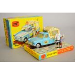 Corgi 447 Wall's Ford Thames Ice Cream Van, model is blue with cream interior, spun hubs,