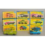 Nine boxed Matchbox diecast models from the 1-75 'Superfast' range, 13 Dodge Wreck Truck, 34, 44,