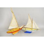 Two unboxed vintage Star Pond Yachts, 'Southern Star', 53cm long, and 'Planet', 60cm long approx,