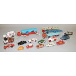 A quantity of unboxed playworn diecast vehicles by Corgi including a Chipperfields Circus Bedford