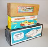 A boxed Sutcliffe 'Kestrel Cruiser' battery operated tinplate model boat,