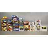 Quantity of Corgi diecast model buses, including Classics and a 007 Live and Let Die bus.