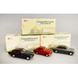 Three Lansdowne (Brooklin) 1:43 scale model cars: 80 Bristol 411 Series II 1972 in dark blue;