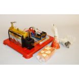 An unboxed Griffin & George Stationary Double Drive Static Steam Engine with chimney,