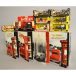 Seven boxed vintage Corgi diecast Racing Car models including 2 x #154 Lotus JPS,