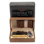 Gold Contax T2 Compact Camera. #UK0089 out of 500. In presentation box with case etc.