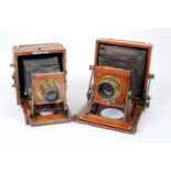 Two Brass Bound Lancaster Quarter Plate Cameras.