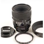 Nikon AF 60mm f2.8 D Micro Nikkor. (condition 4/5E). With caps, hood and UV filter.