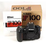 Boxed Nikon F100 AF Film Camera Body. #B2154287, condition 5F. In maker's box.
