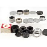 A Quantity of Leica Lens and Body Caps, Hoods, etc.