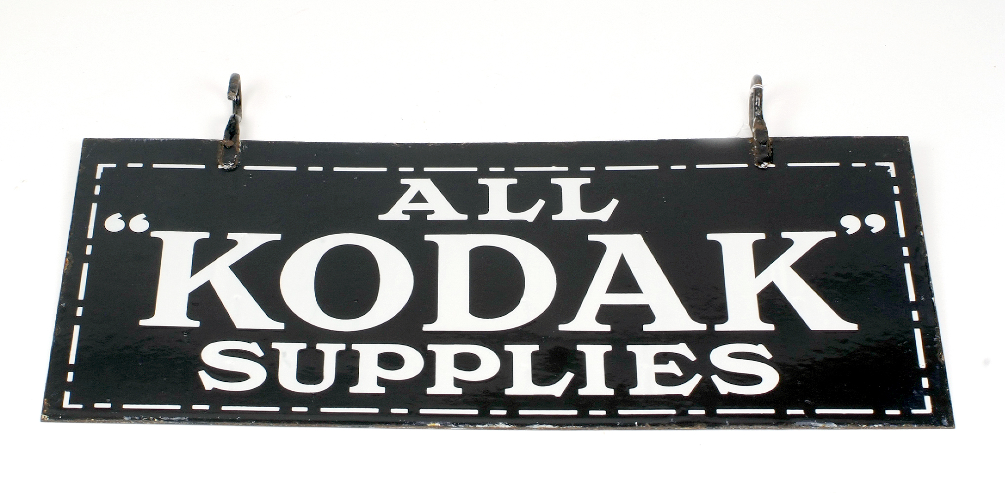 Large Double-Sided Hanging Enamel Kodak Sign. 28" x 12.5".