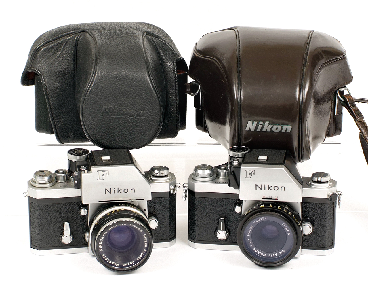 Two Nikon F Cameras. #7382899 with Photomic head and uncommon G (Guide Number) Nikkor 45mm f2.