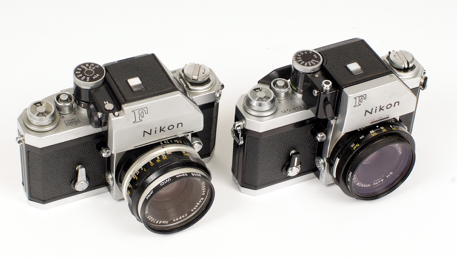 Two Nikon F Cameras. #7382899 with Photomic head and uncommon G (Guide Number) Nikkor 45mm f2. - Image 2 of 2