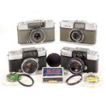 Four Olympus Pen Half-frame Cameras. Comprising Olympus Pen-D with 3.2cm f1.