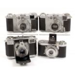 Four Zeiss Ikon Film Cameras. Comprising Contessa with Zeiss Opton Tessar 45mm f2.